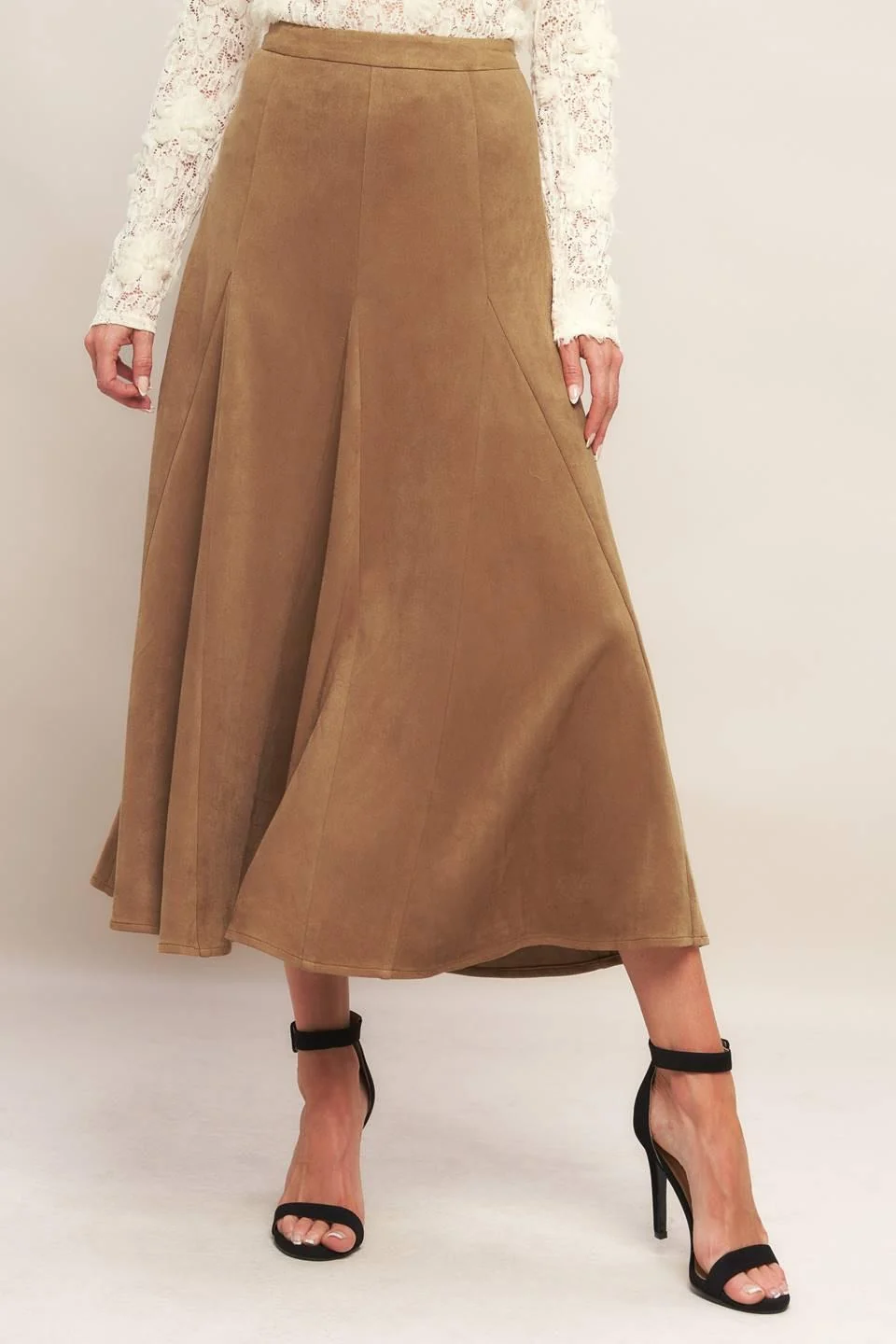 Authentic Urban Chic Faux Suede Midi Skirt Reusable