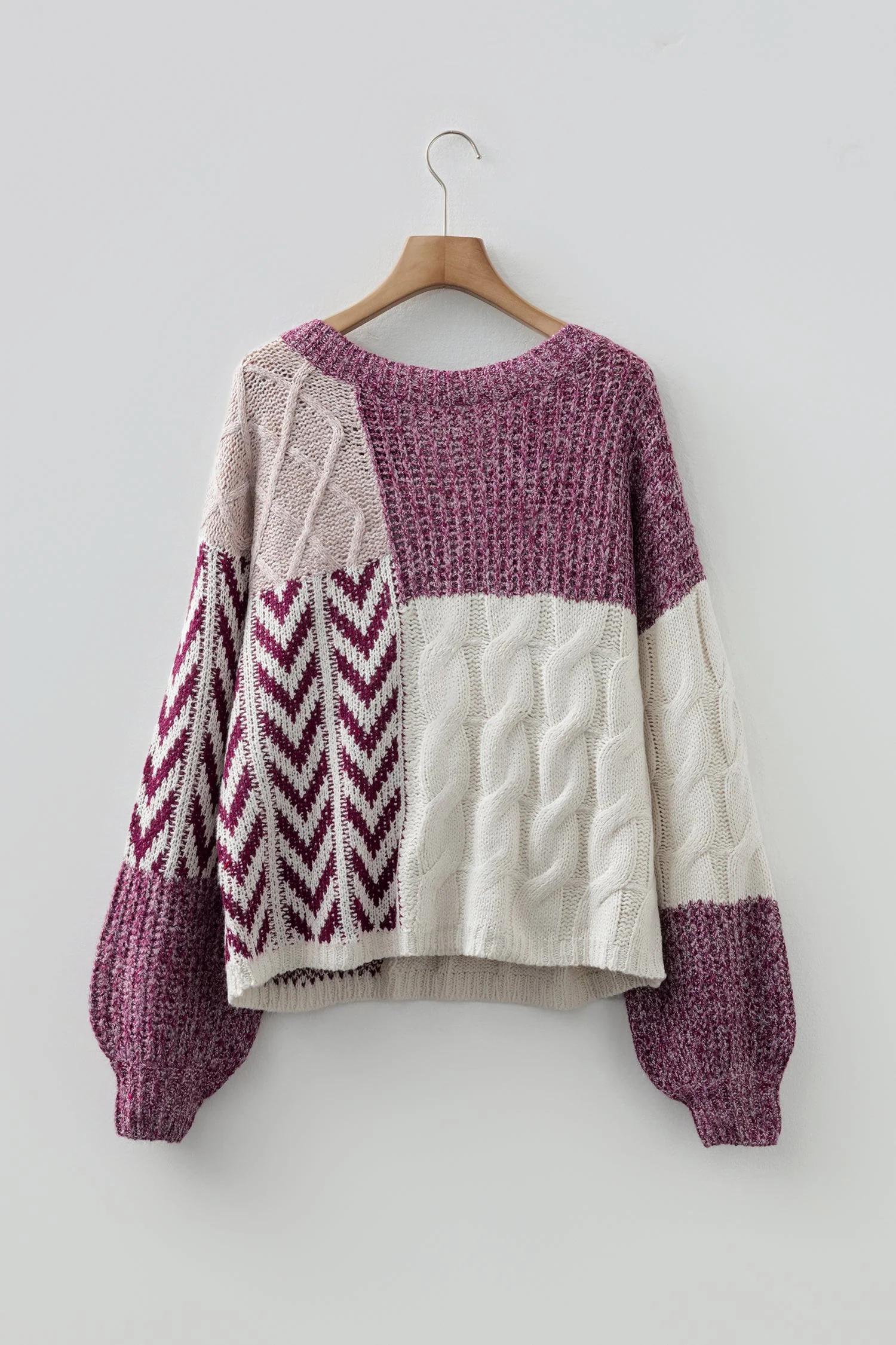 Trendy Threaded Pear Elliott Back Loose Fit Sweater Original