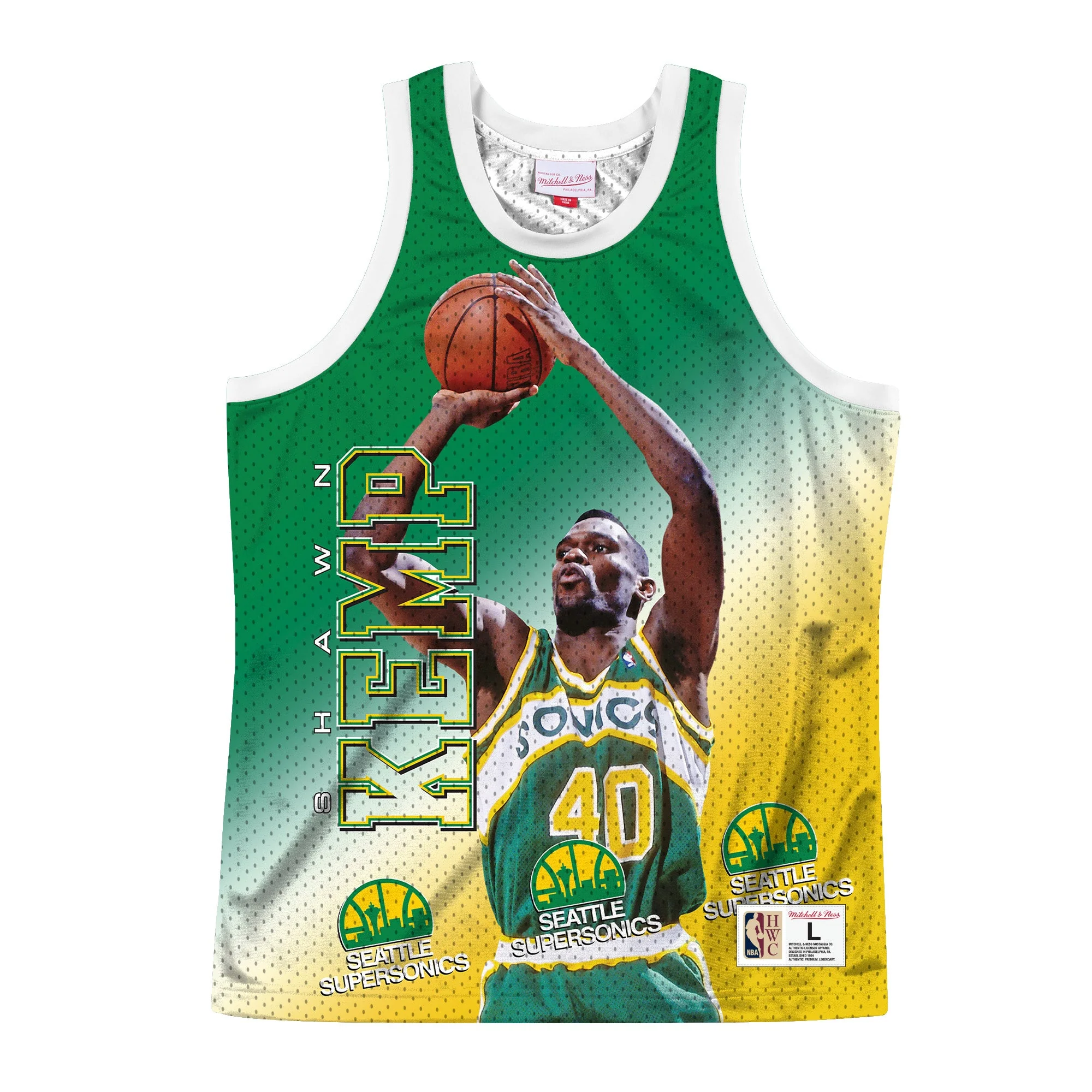 Traditional Mitchell Ness Men's NBA Behind The Back Tank Seattle Supersonics Shawn Kemp High-Performance