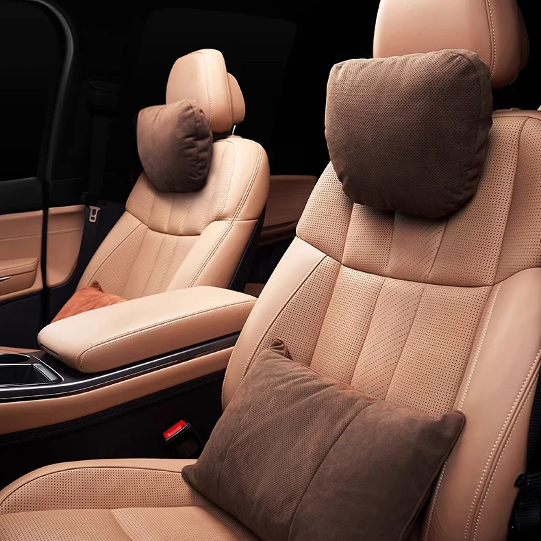Expertly Made Maybach-Style Alcantara Neck Pillow – Ergonomic Headrest Support Cushion PREMIUM SUEDE ERGONOMIC NECK RELIEF SYSTEM Recyclable