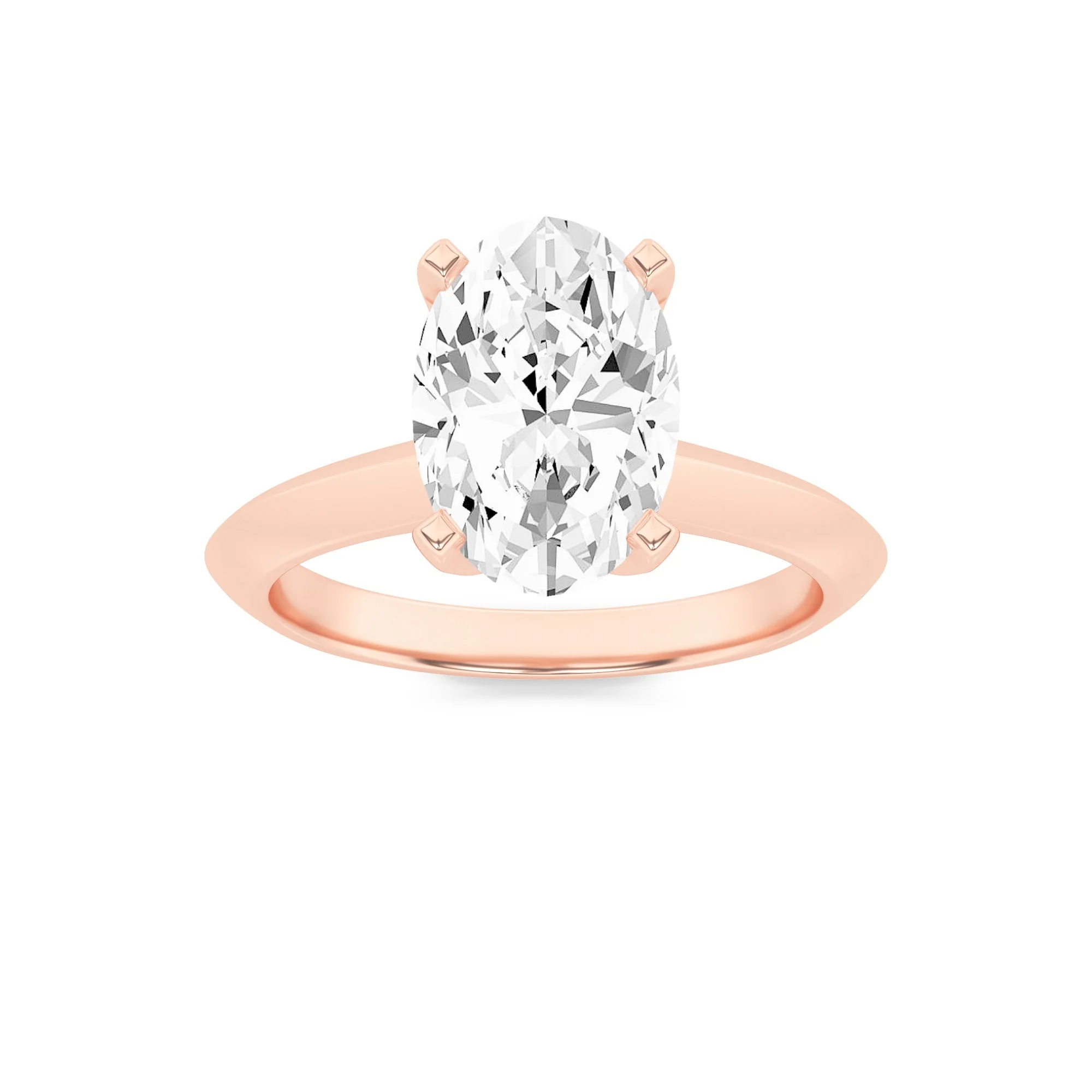 Eco-Friendly 2Cttw Oval Shaped Lab Grown Diamond F Knife Edge Shank Solitaire Engagement Ring in 14K Gold Selected