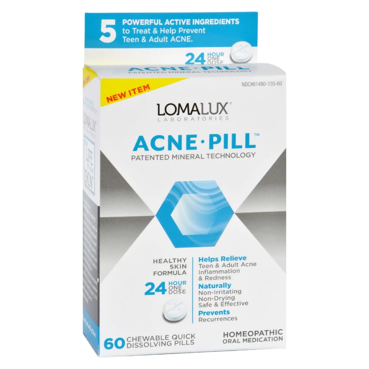 Professional Lomalux Laboratories Acne Pill Homeopathic Oral Medication Pills 60 Ea Elite