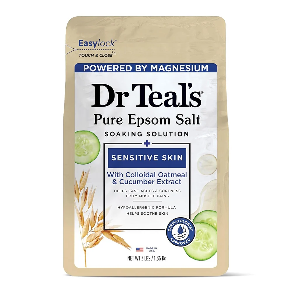 Carefully Designed Dr Teals Pure Epsom Salt Sensitive Skin Colloidal Oatmeal and Cucumber Extract Helps Aches and Soreness from Muscle Pains 3Lbs High-Performance