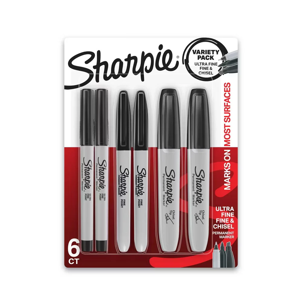 World-Class Sharpie Permanent Markers Ultra Fine 6 Ea First-Class