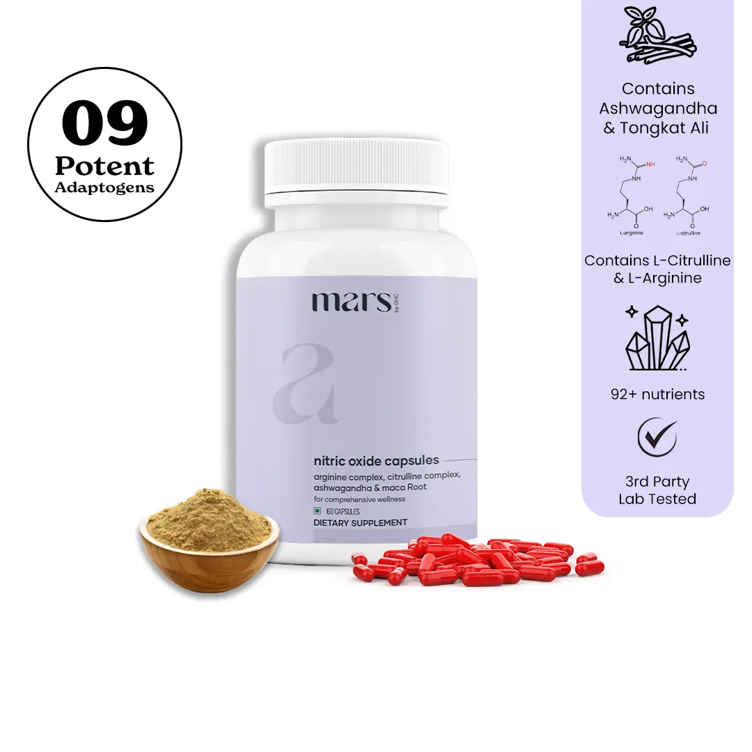 Clean Mars Nitric Oxide Capsules with L-Arginine L-Citrulline Adaptogens – Circulation Endurance Recovery Support 60N Pack of Light Support Minimum Recyclable