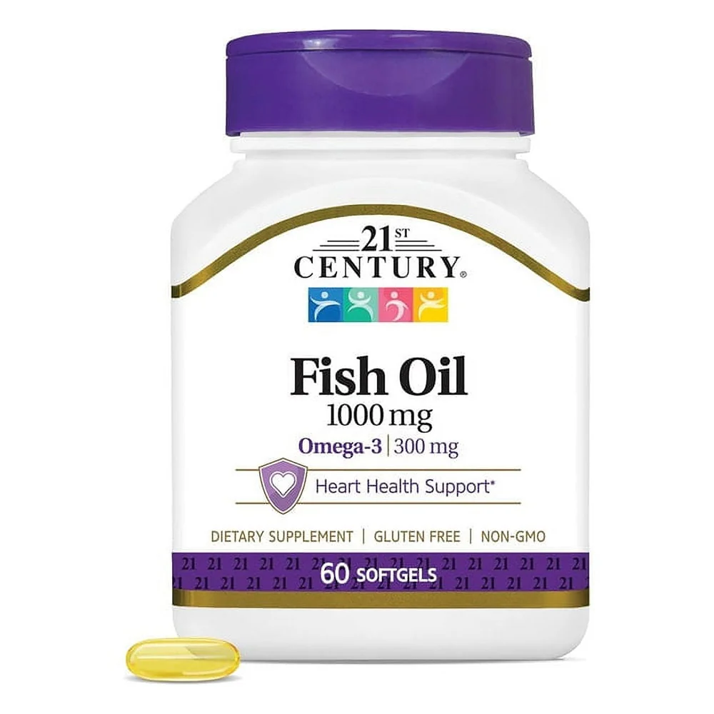 Selected 21st Century Fish Oil 1000 Mg Omega3 Supplement Softgels for Heart Health 60 Ea Luxury