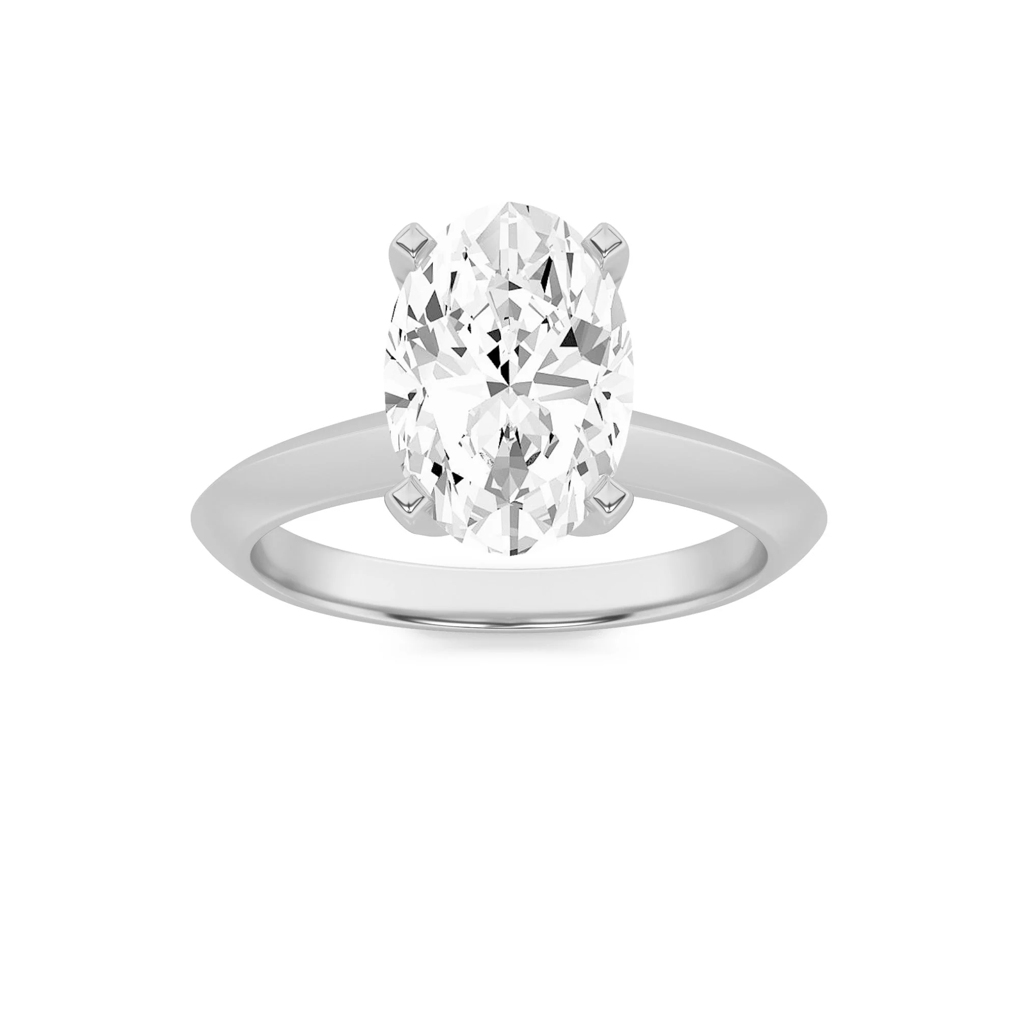 Selected 2Cttw Oval Shaped Lab Grown Diamond F Knife Edge Shank Solitaire Engagement Ring in 14K Gold Effective