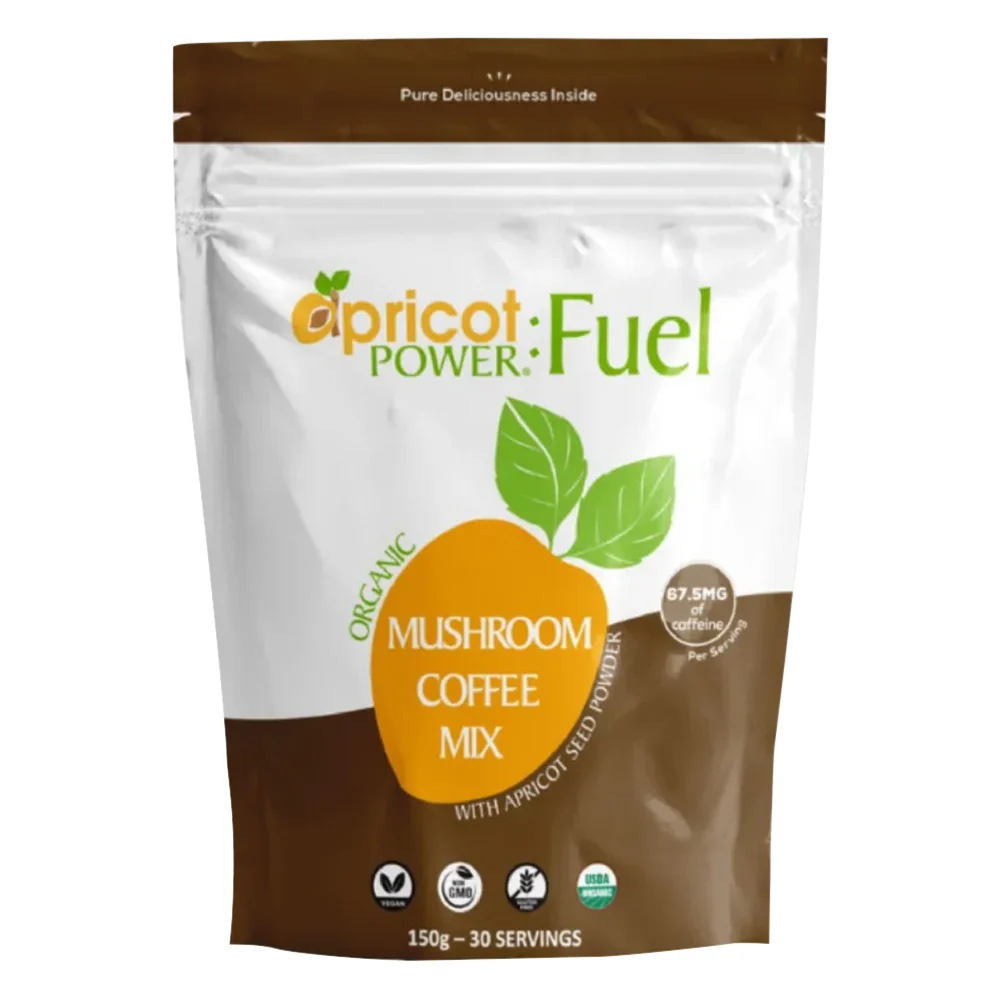 Outstanding Apricot Power Fuel Mushroom Coffee Mix for Energy Mental Focus and Immune Support 5Oz 150g Minimalist