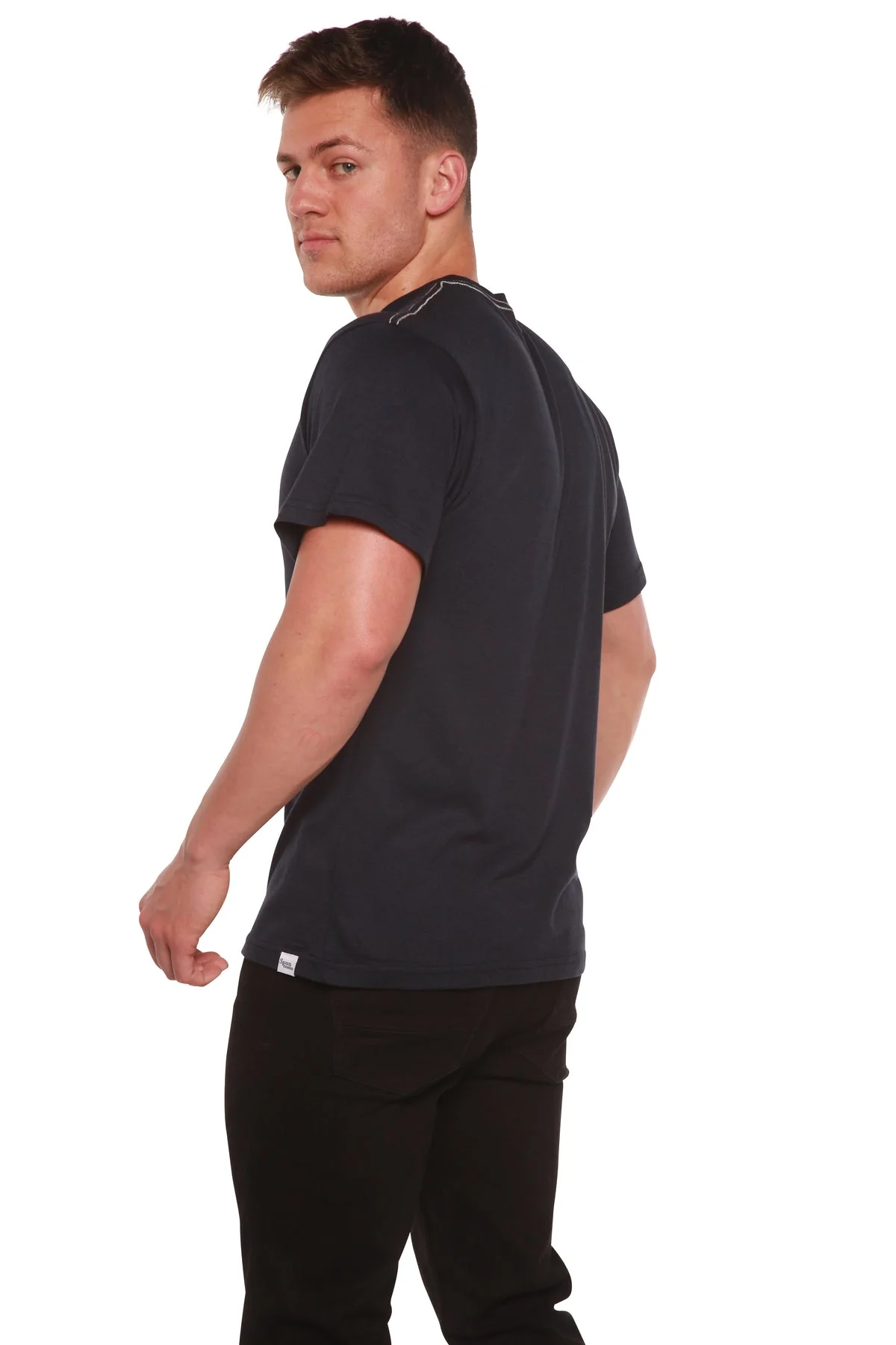 Reusable Men's Bamboo Viscose Organic Cotton Short Sleeve Contrast Stitch T-Shirt Classic