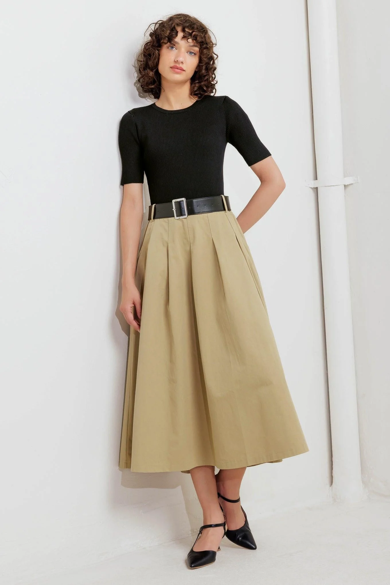Original Design Sculpted Grace Sweater Woven Top and Skirt Dress Fine Crafted