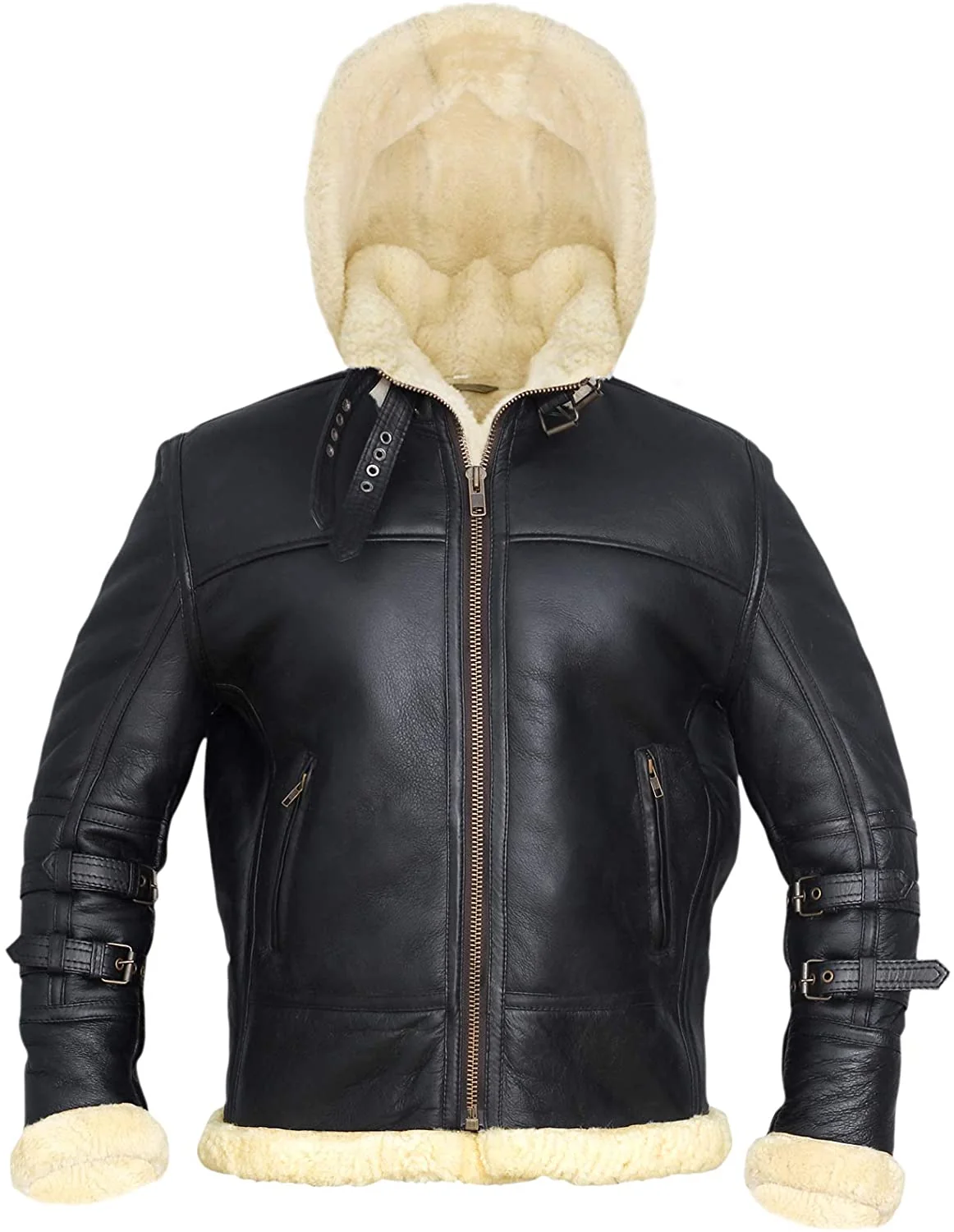 Consistent B3 Bomber Jacket with Shearling and Removable Hood – Black Fashionable