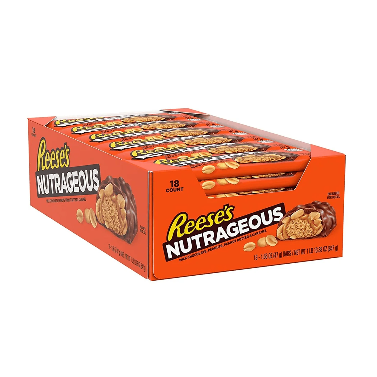 User-Friendly Reeses Nutrageous Peanut butter and Caramel Bars 1.6 Oz 18 Ea Enhanced