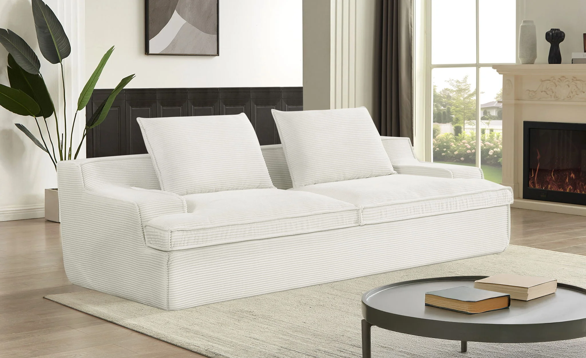 Crafted Nimbus - Oversized Full Foam 4 Seater Couch for Living Room Upholstered in Soft Wide Armrests Exclusive