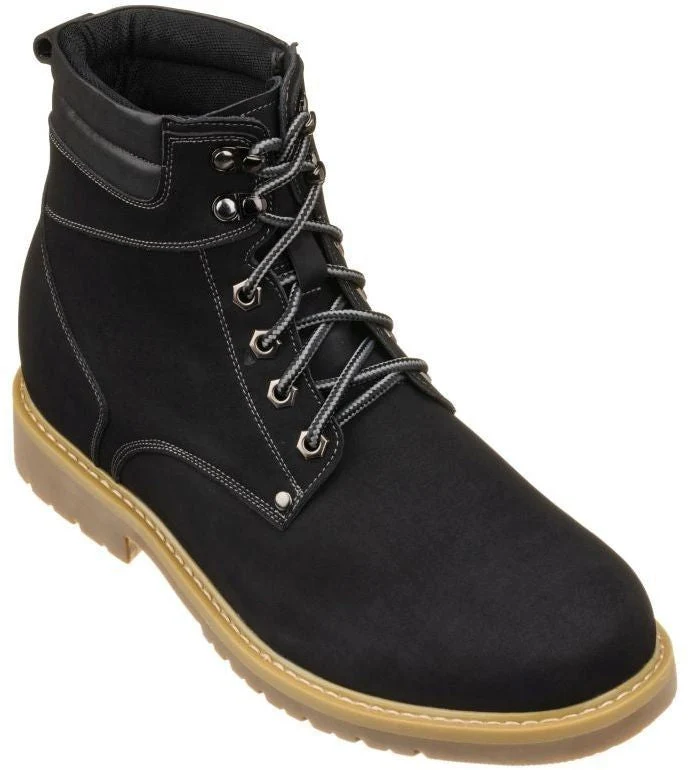 Reliable CALTO - K8820 - 3.2 Inches Taller Nubuck Black - Work Style Boot Proven