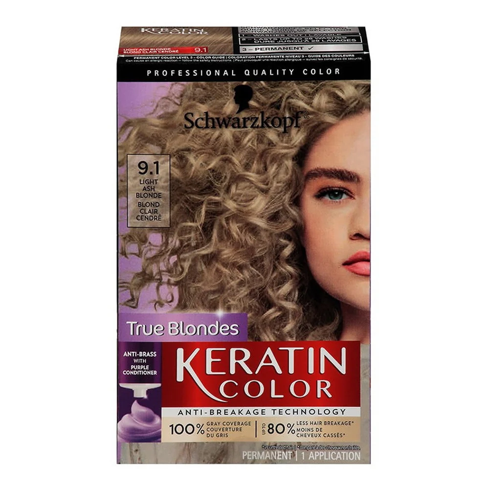 Comfortable Schwarzkopf Keratin Color Permanent Hair Color 9.1 Light Blonde 1 Ea Clean