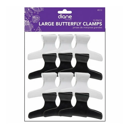 Excellent Diane Butterfly Hair Clamps Large Assorted Black and White Hair Styling Accessory 12Ea Refined