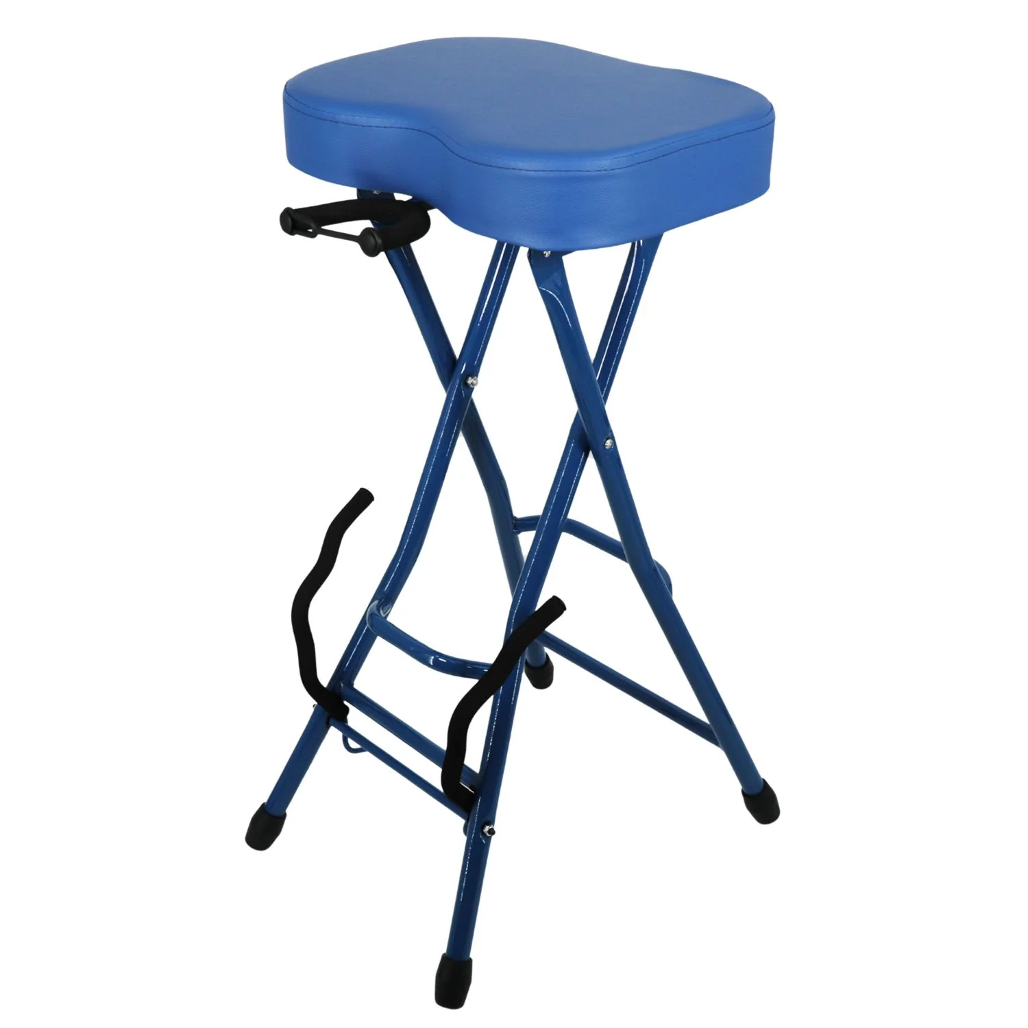 Trusted 5 Core Guitar Stool 3.15 Padded Chair Foldable Heavy Duty Music Seat Built in Foot Rest Guitar Stand - Blue Detailed