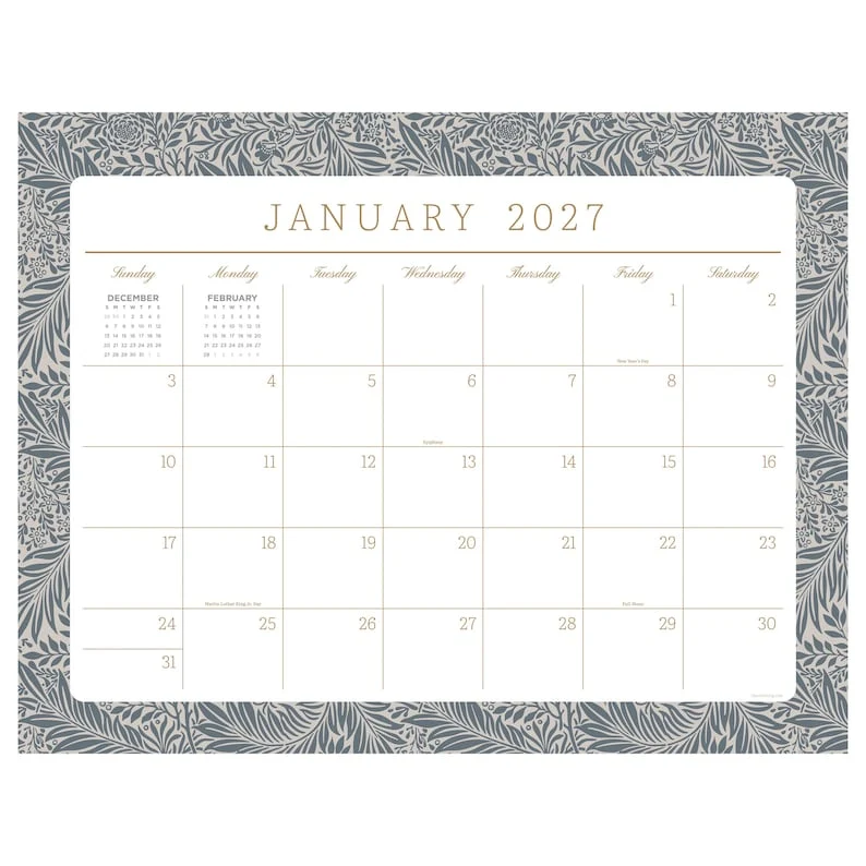 Lightweight 2027 Artisan Legacy Medium Desk Pad Monthly Blotter Calendar Green