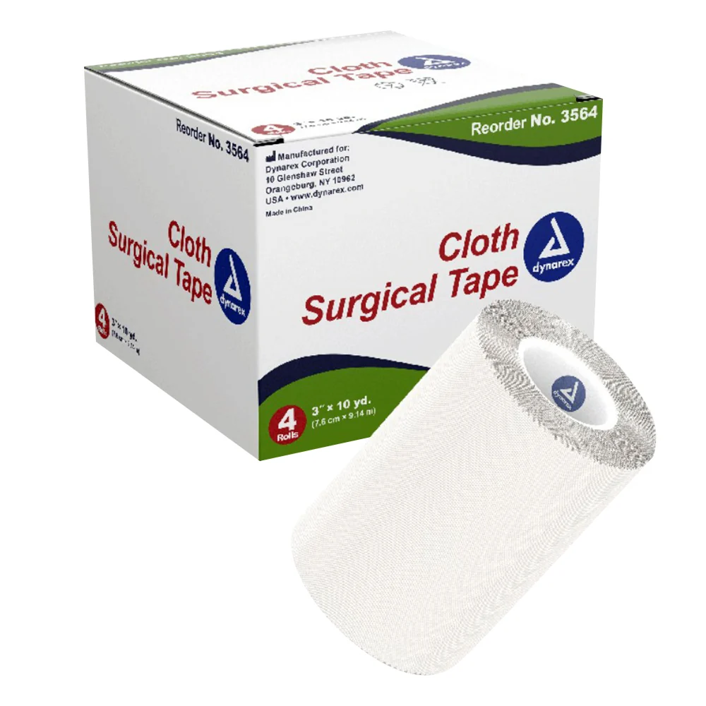 Clean Dynarex Cloth Surgical Tape Rolls 3 In 10 Yds for Securing Dressings and Bandages 4Ea Trusted