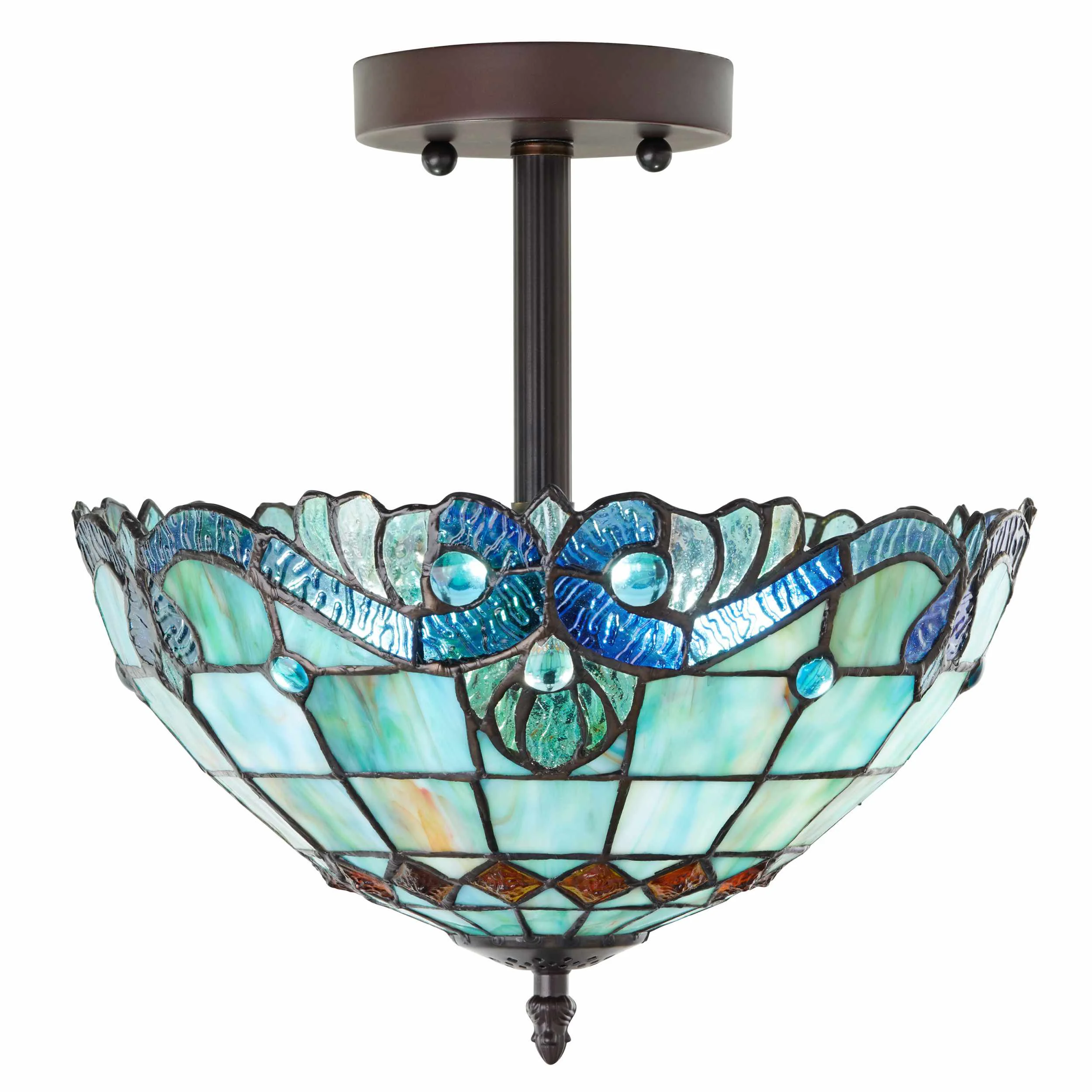 Certified River of Goods Hanging Lamp - Green Blue Amber Organic