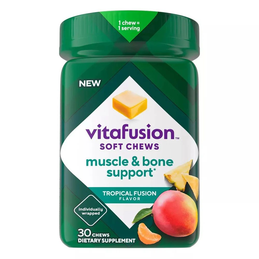 User-Friendly Vitafusion Muscle and Bone Support Soft Chews Tropical Fusion Flavor 30 Ea Minimalist
