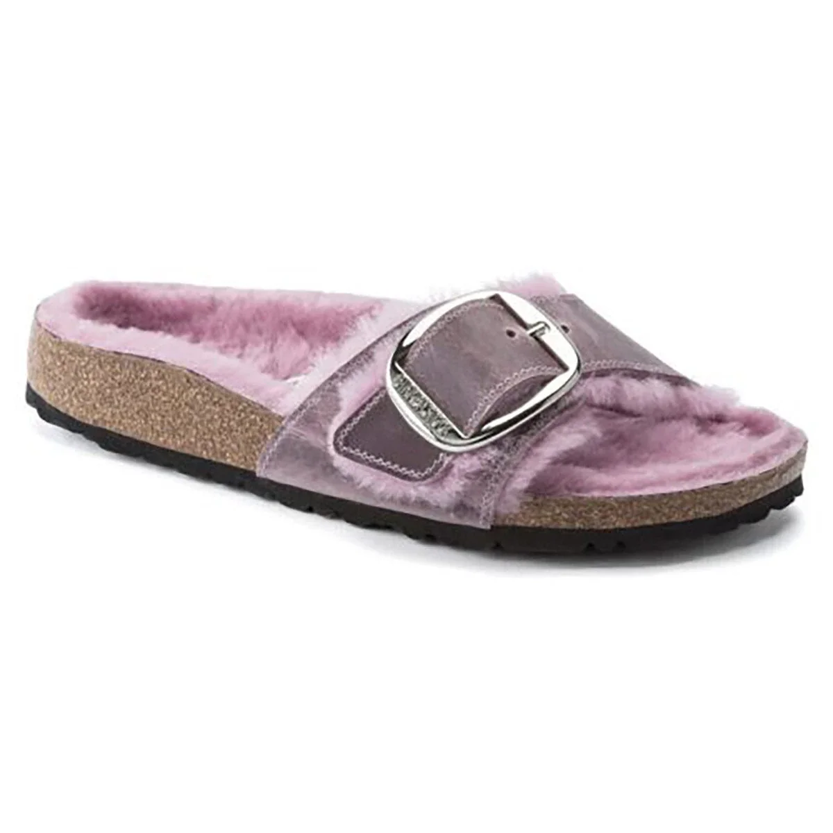 Relaxed Birkenstock Women's Madrid Big Buckle Shearling Oiled Leather Sandals High-Quality