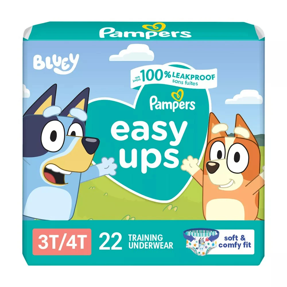 Recyclable Pampers Training Pants Easy Ups Bluey Boys and Girls Size 3T to 4T 22Ea Quality