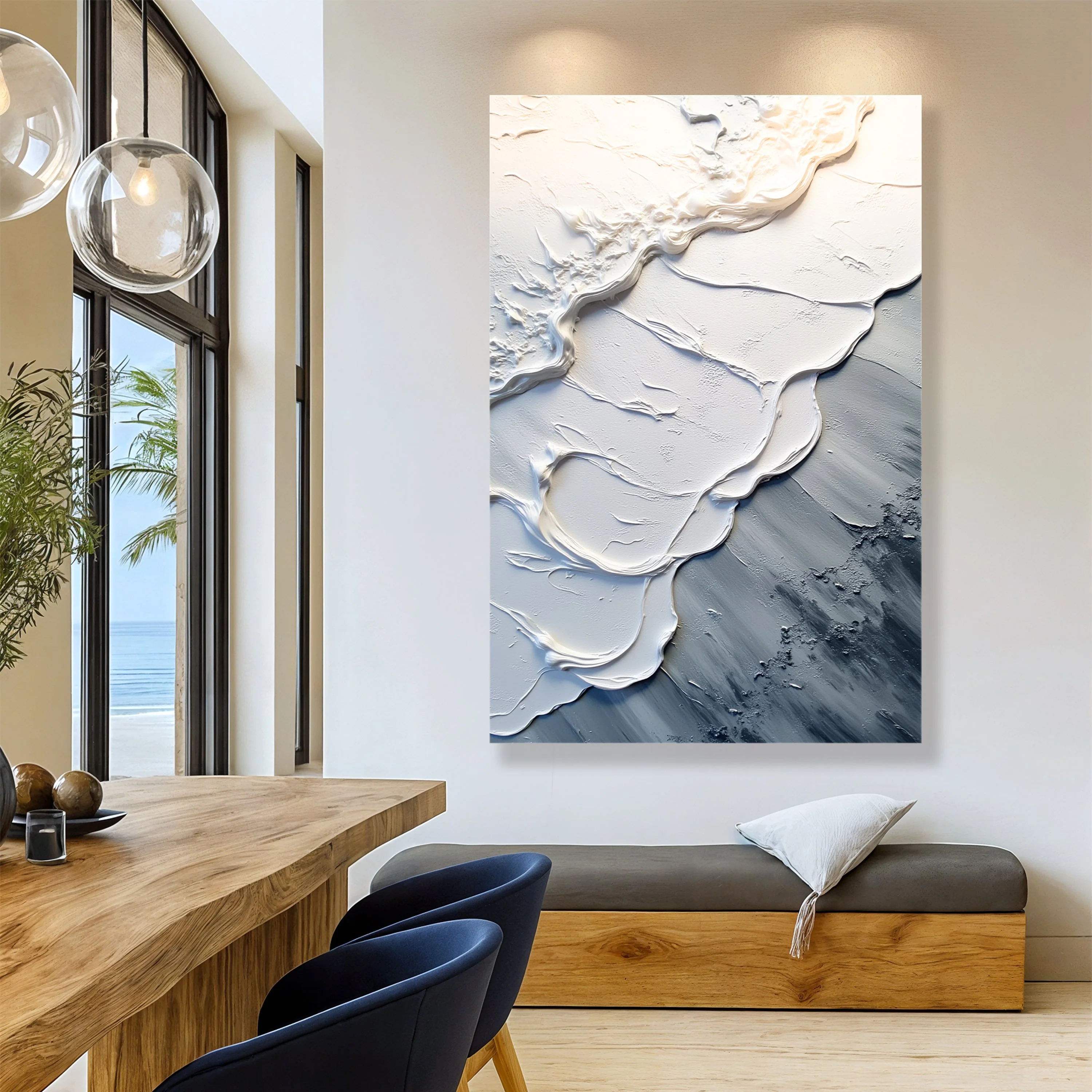 Casual Abstract Minimalist Wave Wall Art II Powerful