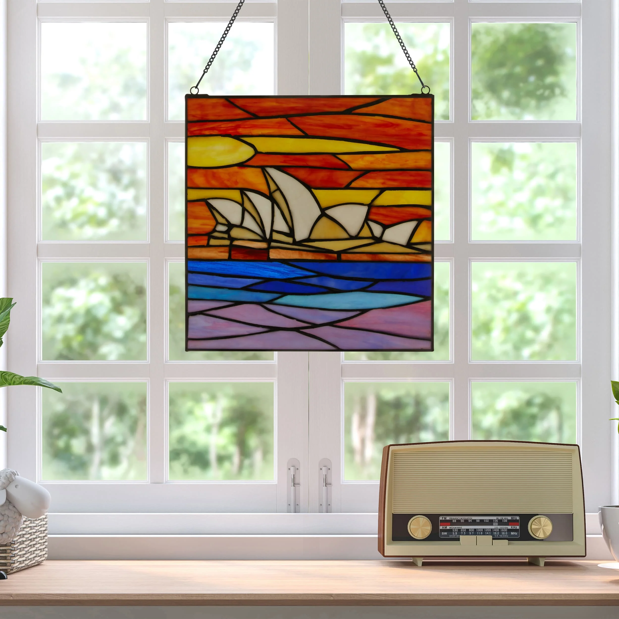 Stylish River of Goods 12 Sydney Opera House Stained Glass Window Panel Trendy