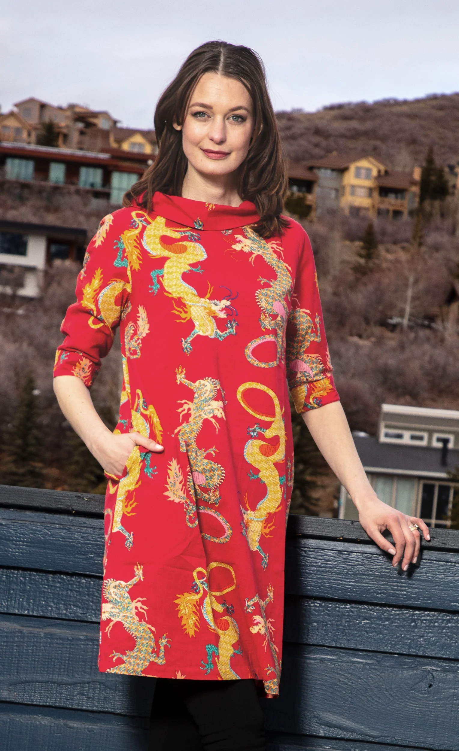 Verified Audrey Retro Dress Red Dragons Sophisticated
