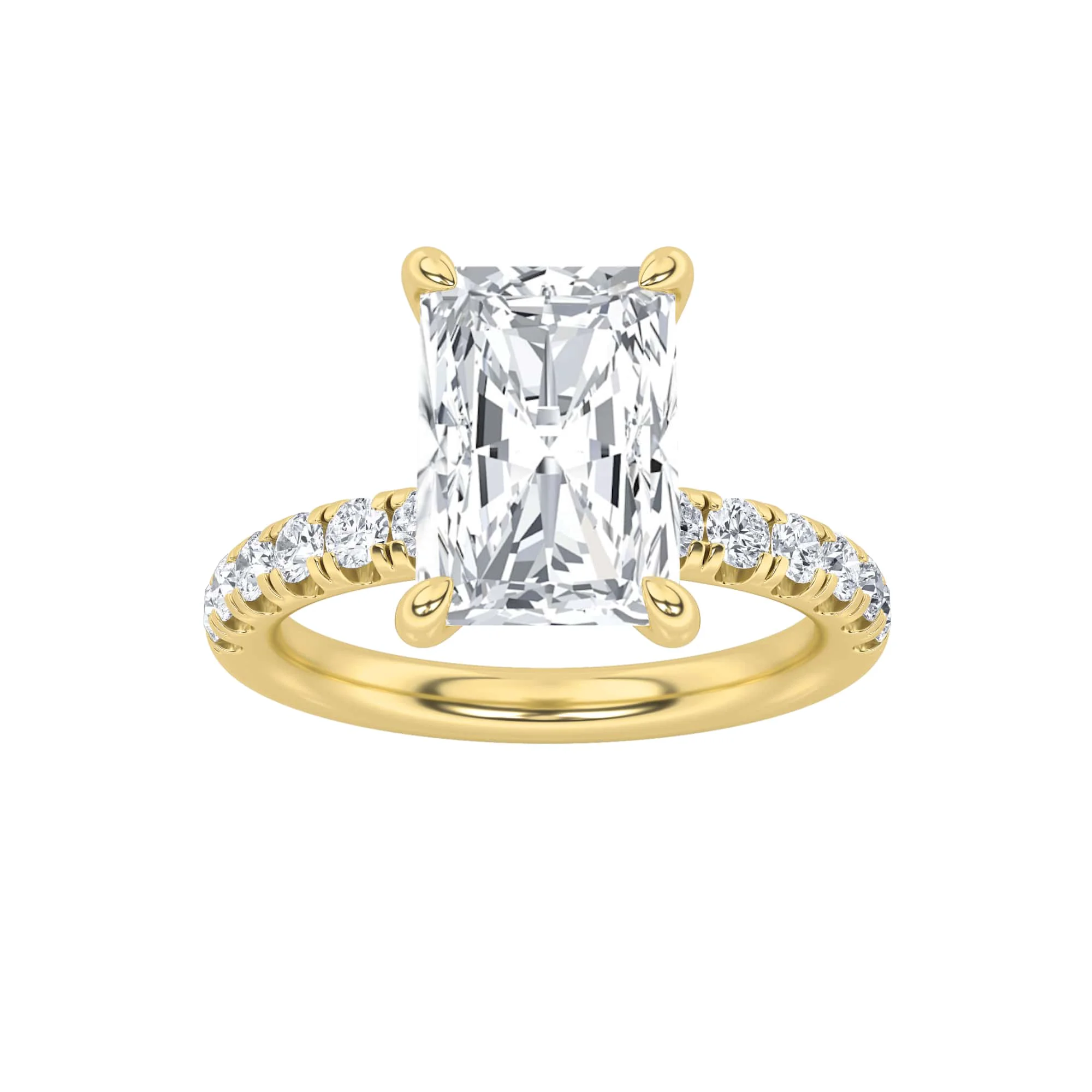 Trendy 2Cttw Radiant Shaped Lab Grown Diamond F Hidden Halo Accented Ring in 14K Gold Comfortable