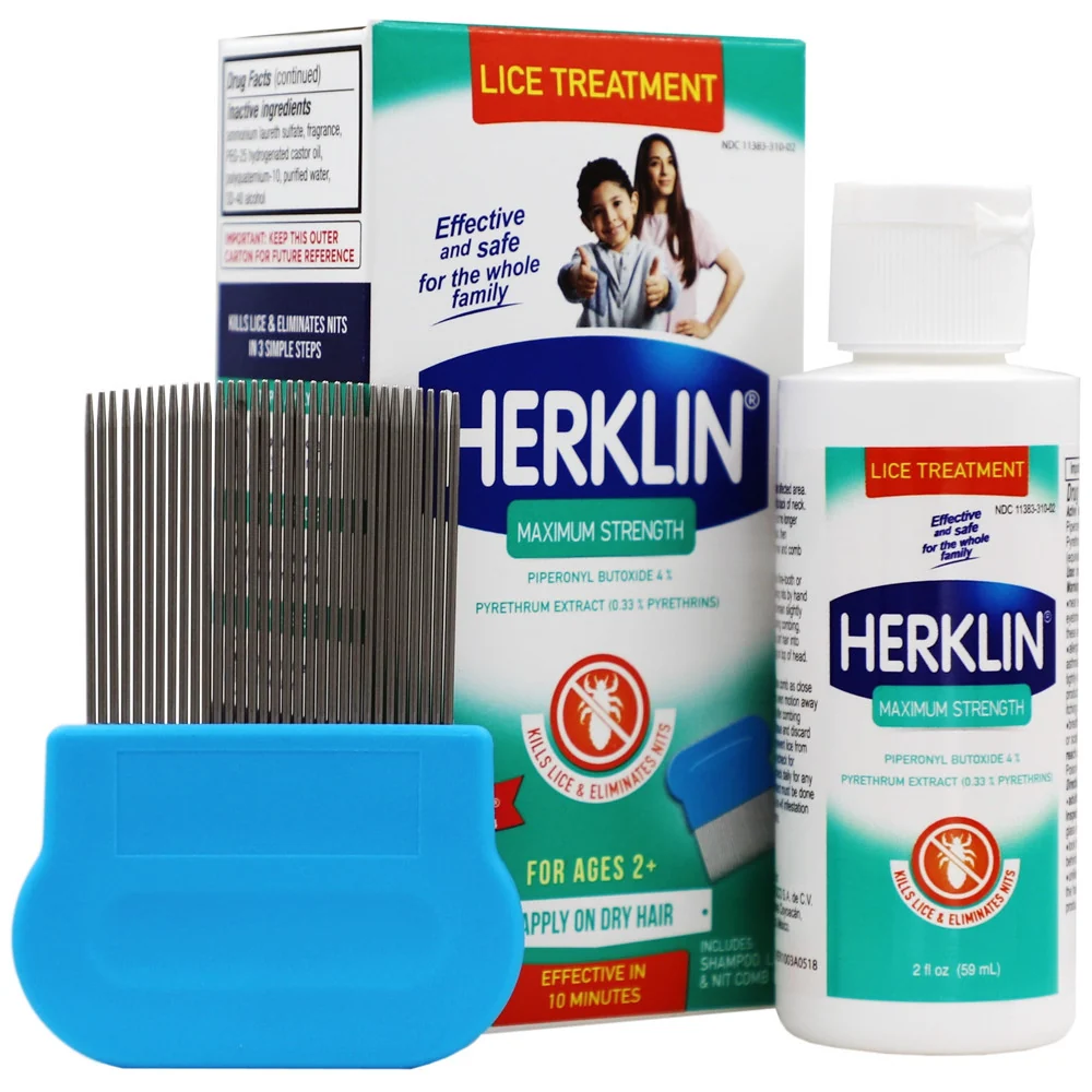 Carefully Designed Herklin Head Lice Treatment Shampoo Prevents Lice All Hair Types 2 Oz Lightweight