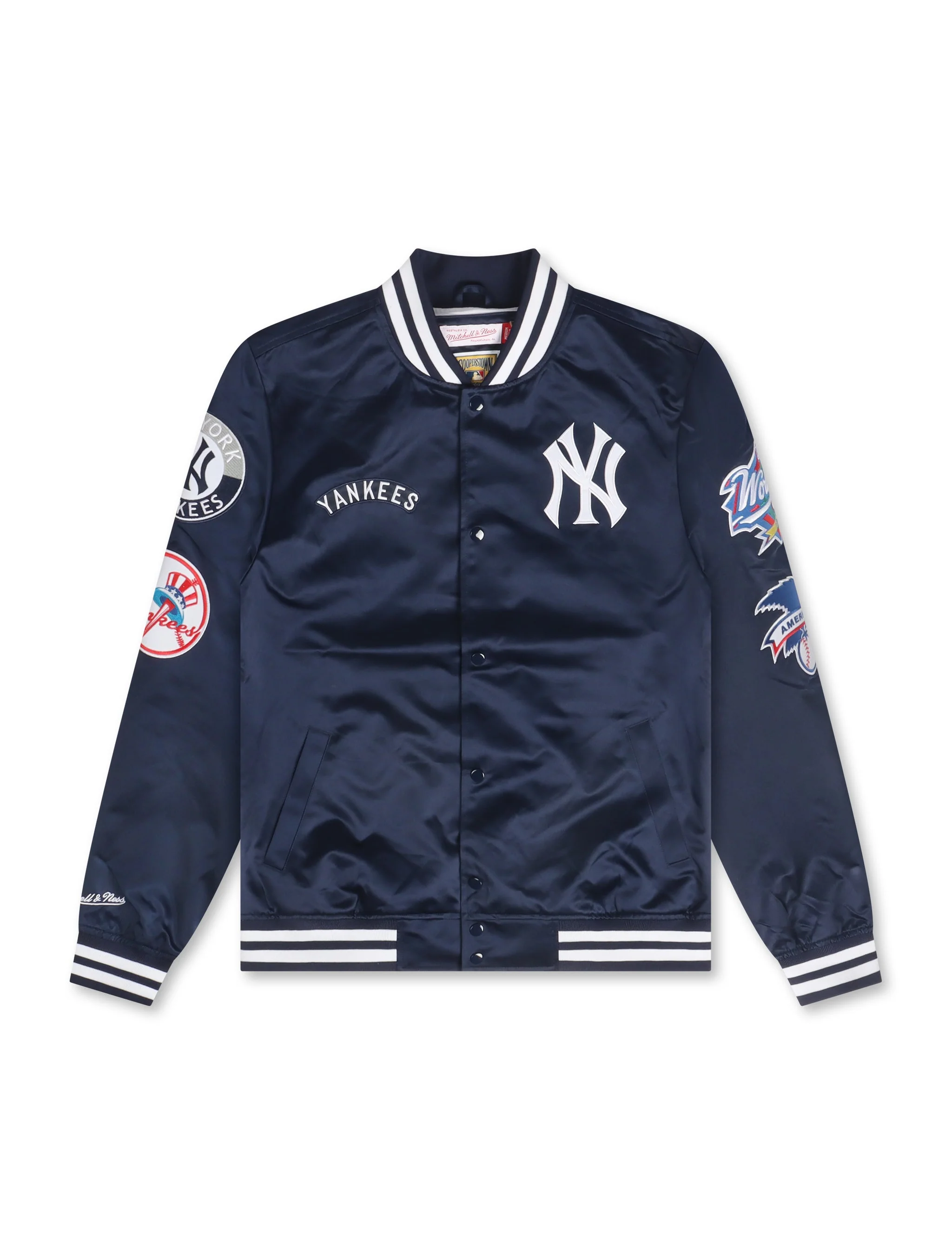 Smooth Mitchell Ness Court Double Clutch Satin Jacket - Navy Convenient
