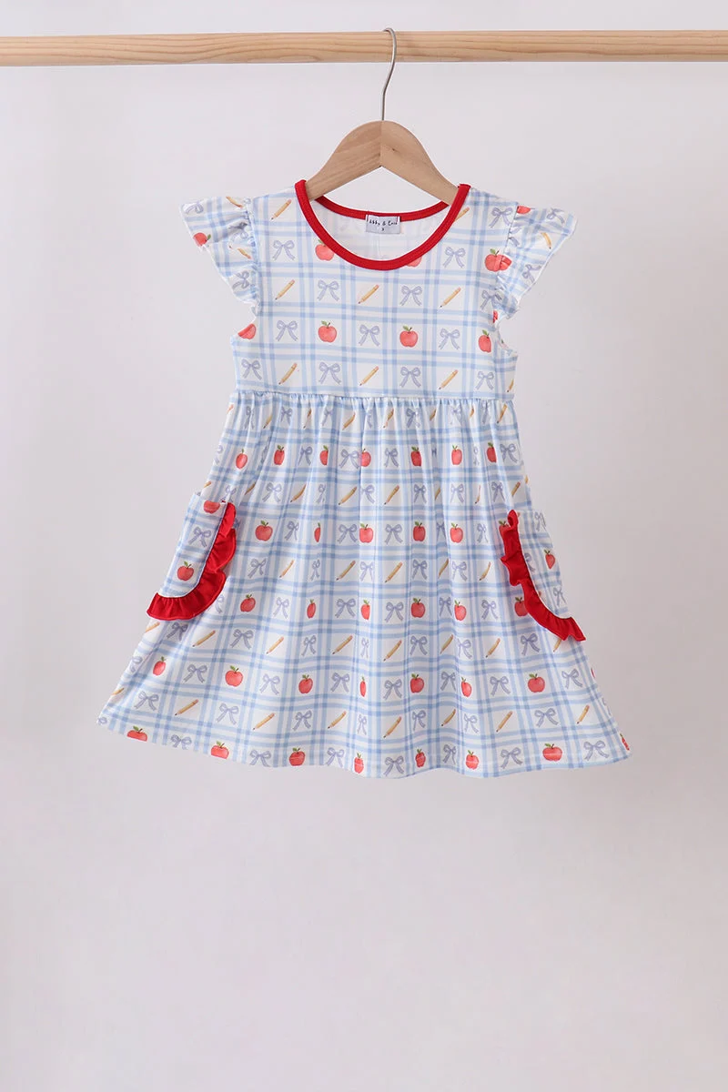 Authentic Red Apple Print Ruffle Dress Clean