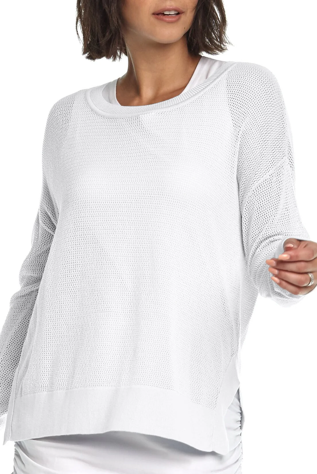 Fine Pima Cotton Mini Seed Stitch - White Relaxed