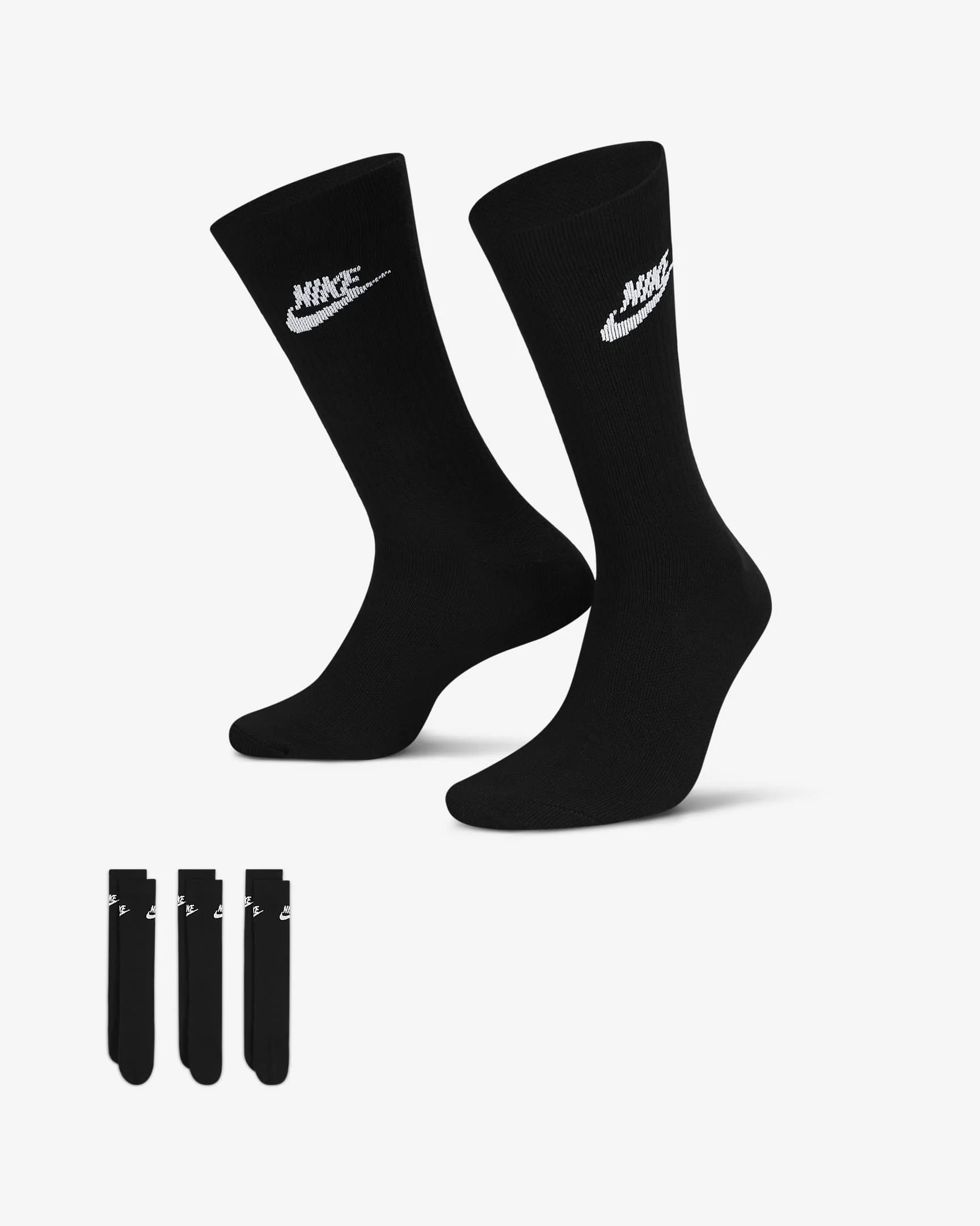 Verified Nike Men's Sportswear Everyday Essential Crew Socks 3 Pairs Superior