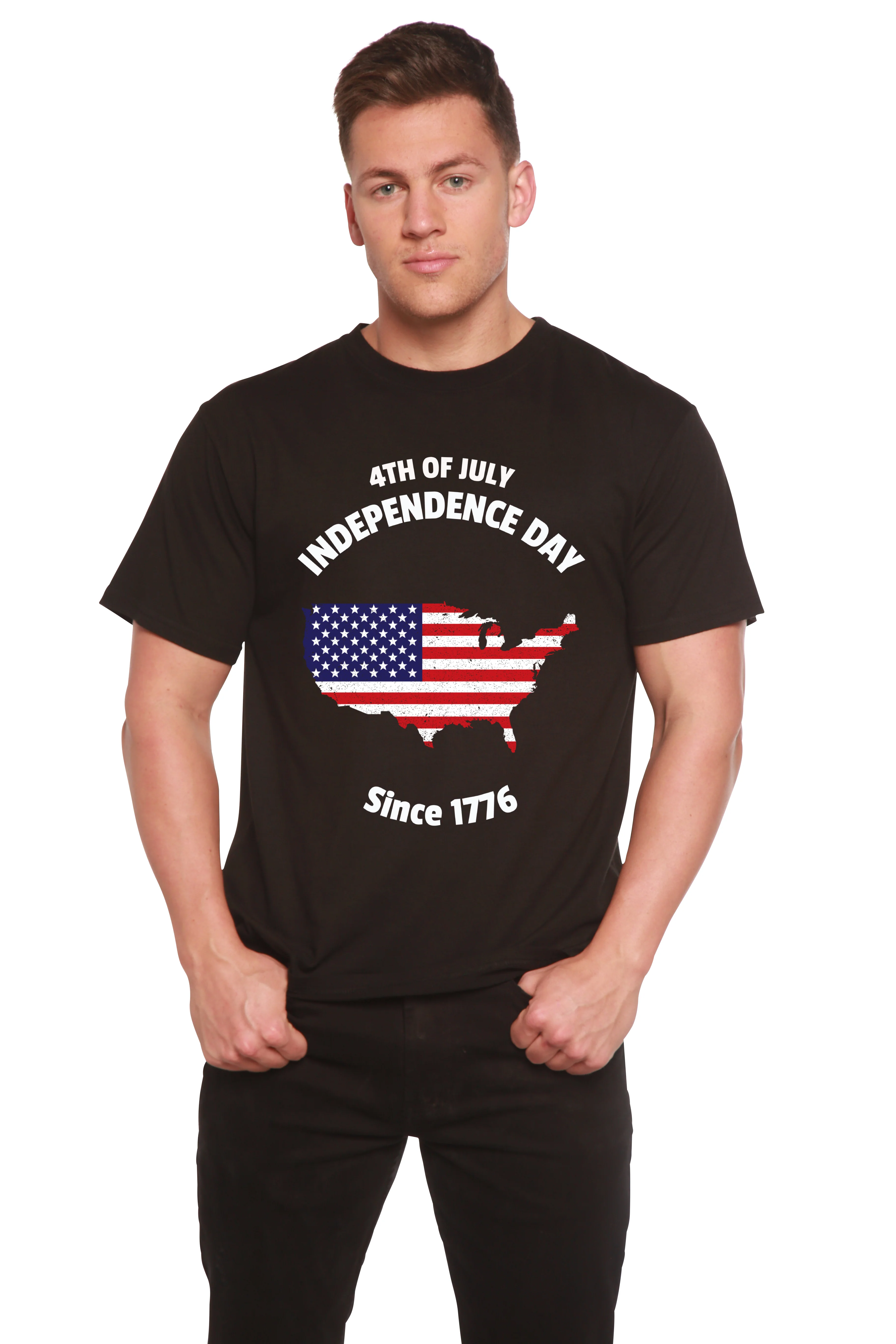 Casual 4th of July Men's Bamboo Viscose Organic Cotton Short Sleeve Graphic T-Shirt Green