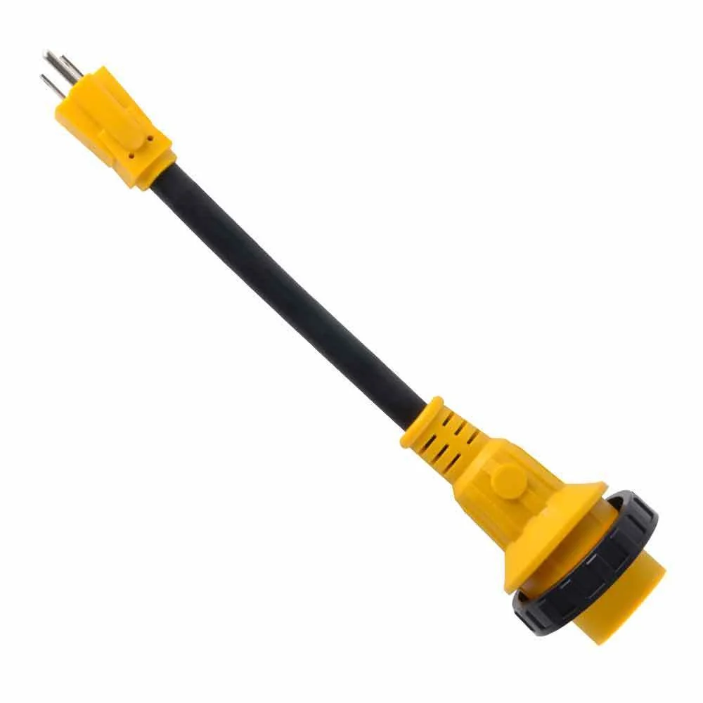 Consistent RV Power Cord Pigtail Plug Adapter 15 Amp Male 5-15P to 30 Amp Twist Lock Female L5-30R Verified