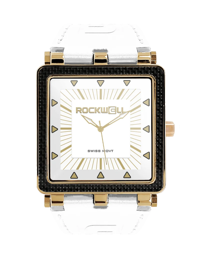Advanced CF Leather Rose Gold White Watch Comfortable