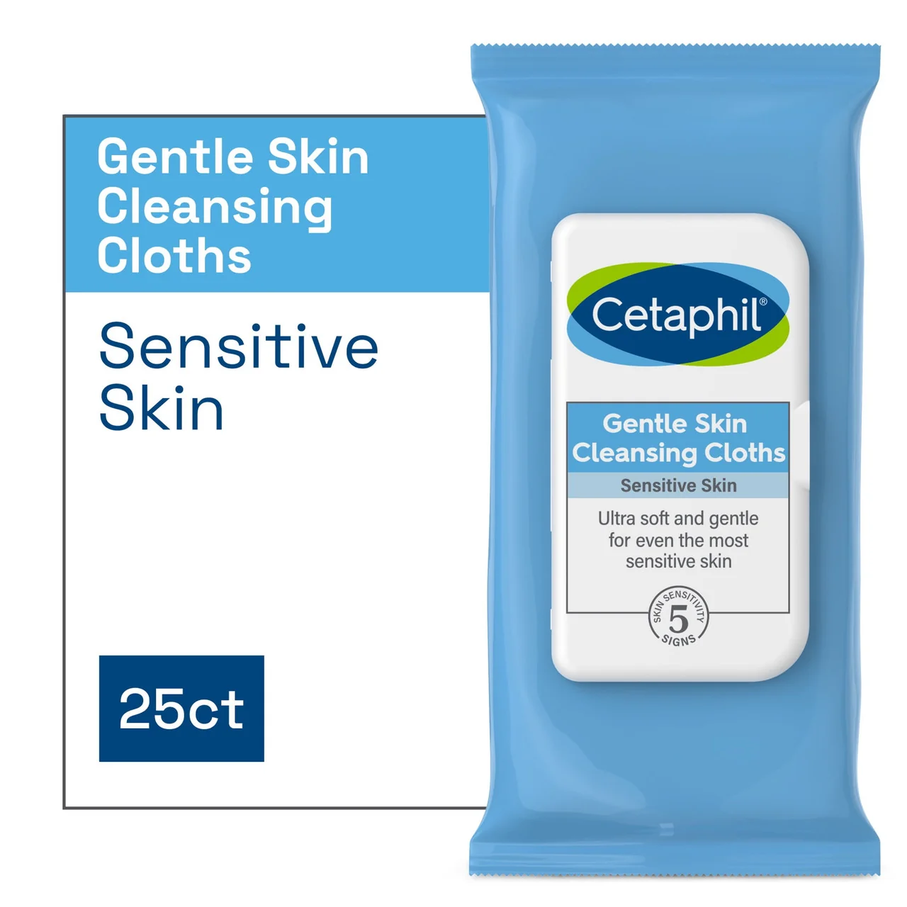 Cetaphil Gentle Skin Cleansing Cloths Face and Body Wipes for Dry and Sensitive Skin 25 Ea Premium Material