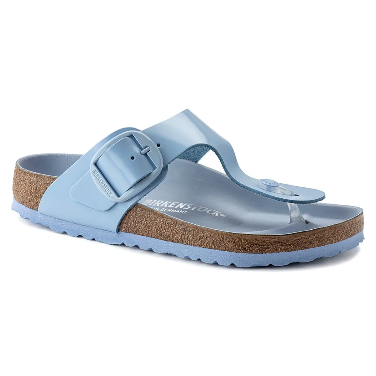 Reusable Birkenstock Gizeh Birkibuc Leather Blue Sandals Stylish
