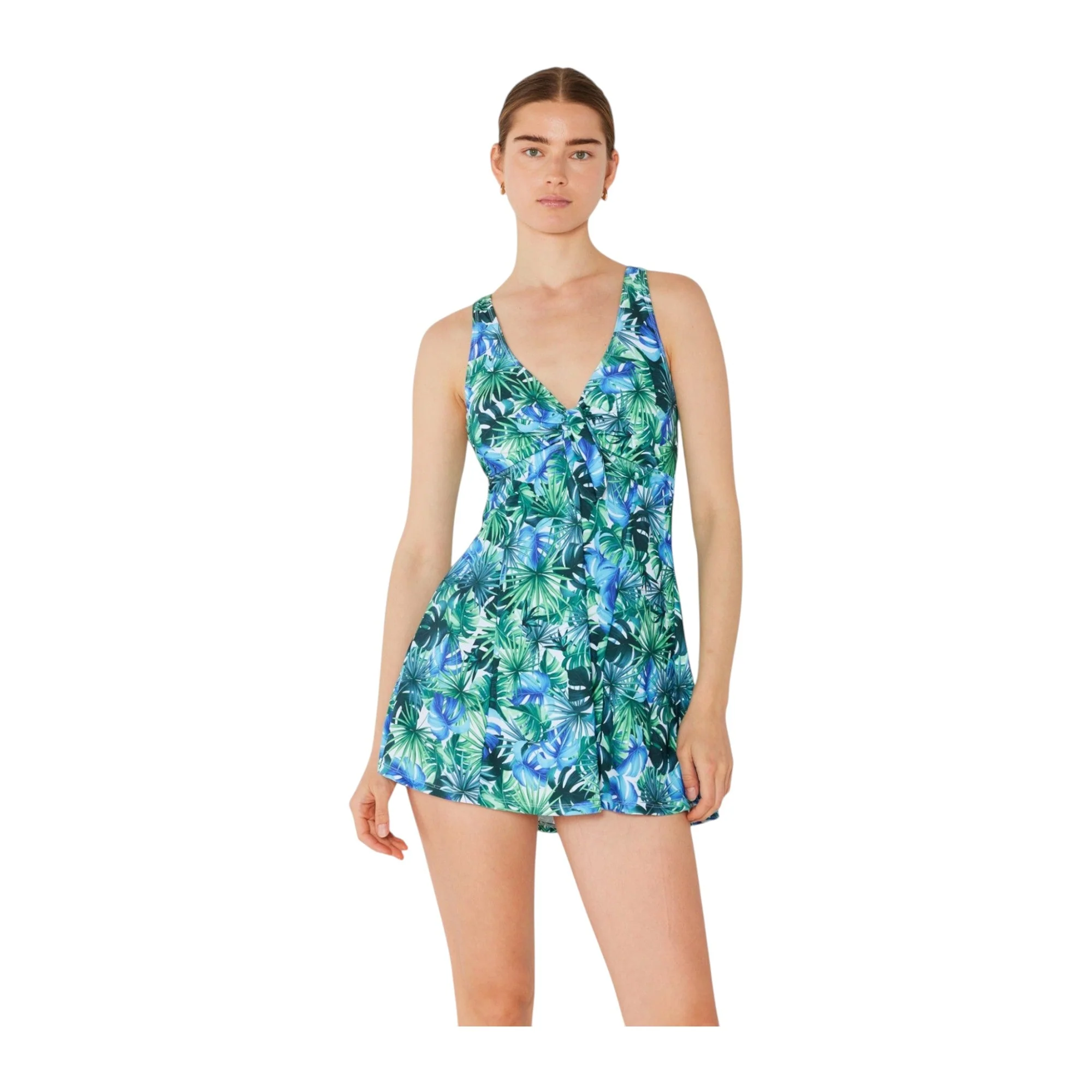 Solid Marina West PF838 Skirted Maillot Swimsuit Jungle Leaves Casual