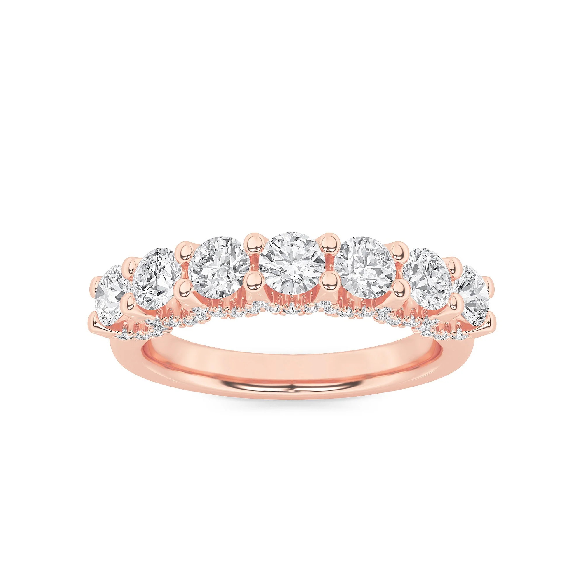 Artisan 1Cttw Round Shaped Lab Grown Diamond F Accented Double Halo Set of Band and Ring in 14K Gold Minimalist