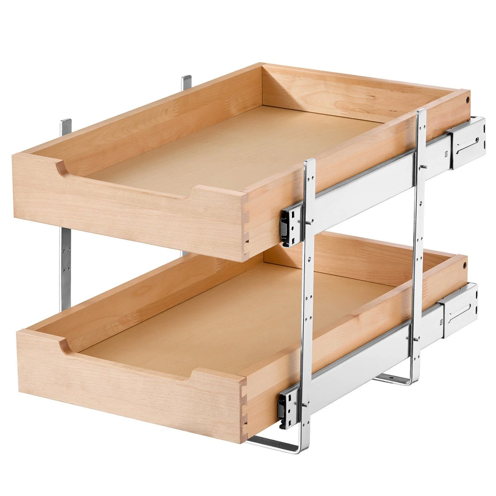 Trendy VEVOR 2 Tier Pull Out Cabinet Organizer Soft Close Slide Out Wood Drawer 14 W x 21 D - Brown Original
