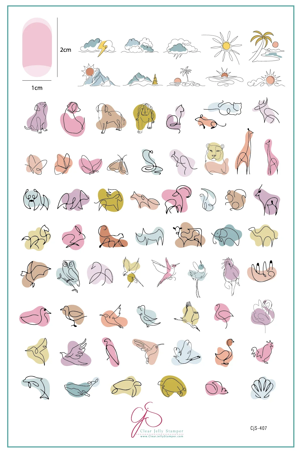Certified Mod Life Series - Animal Kingdom CjS-407 - Etched Nail Art Stamping Plate - Clear Jelly Stamping Plate Soft