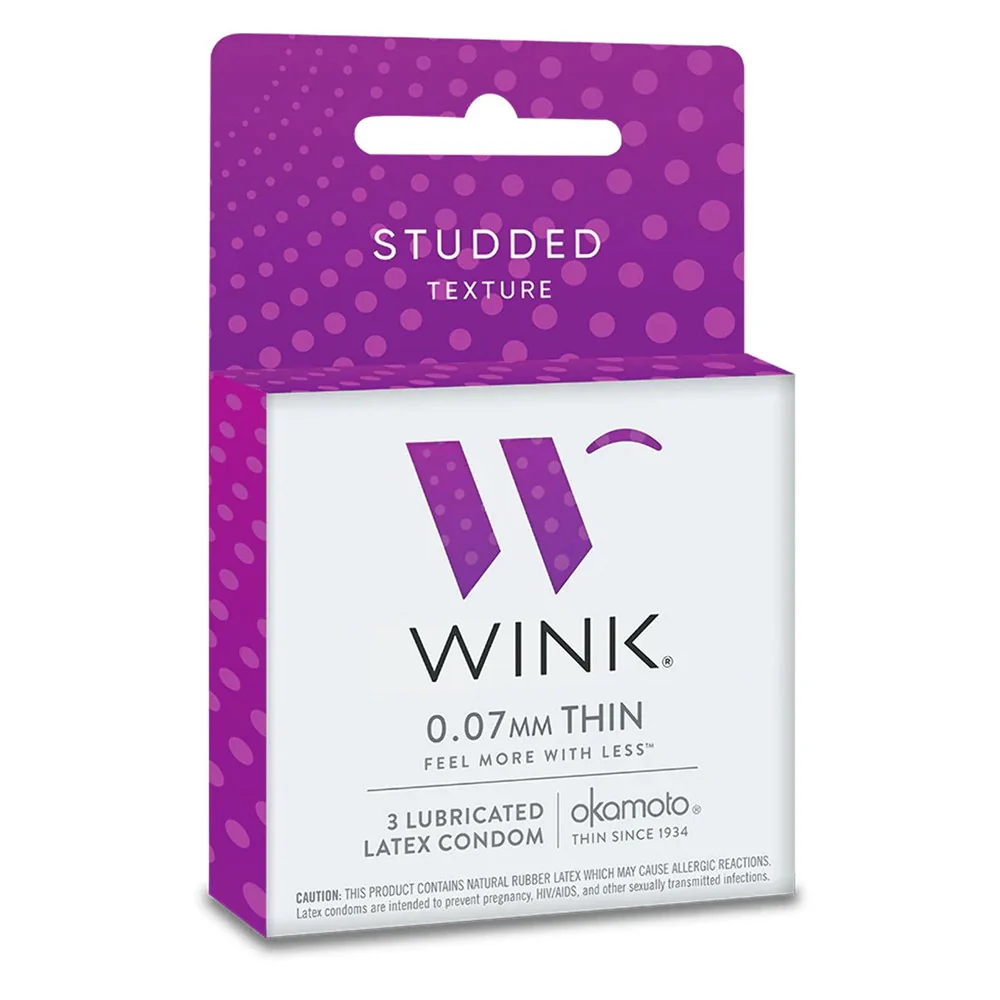 Casual Wink Studded Texture Lubricated Male Latex Condoms 3 Ea Stylish