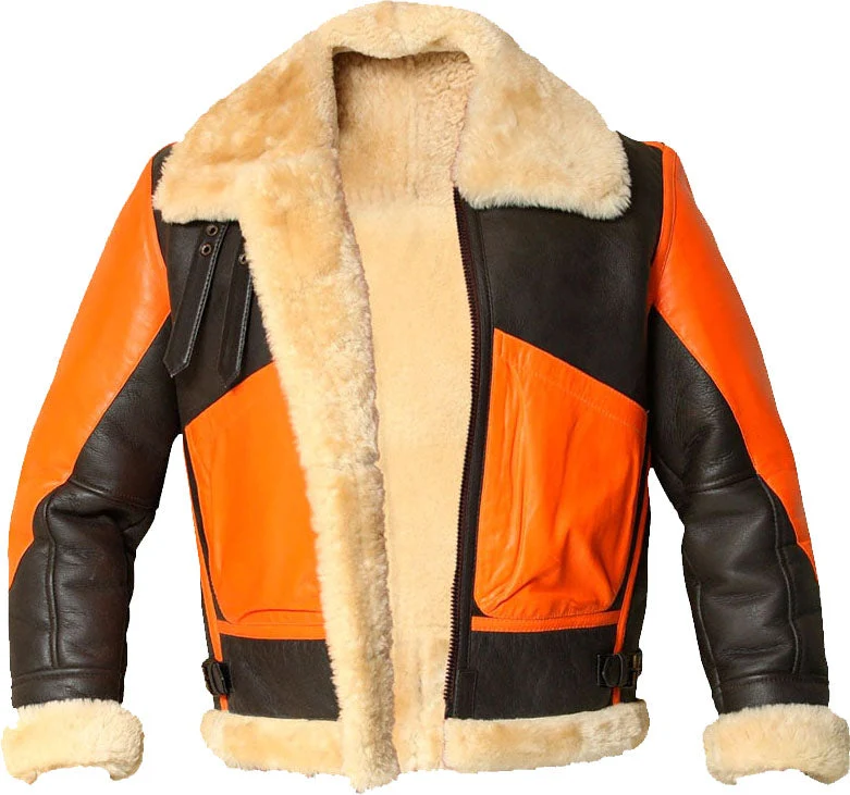 Carefully Designed Mens Brown Bomber Leather Jacket With Fur Secure