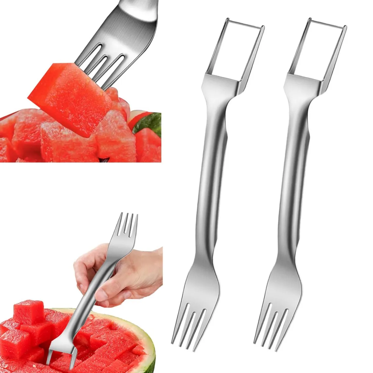 Sophisticated Dual Head Watermelon Cutter and Fork Traditional