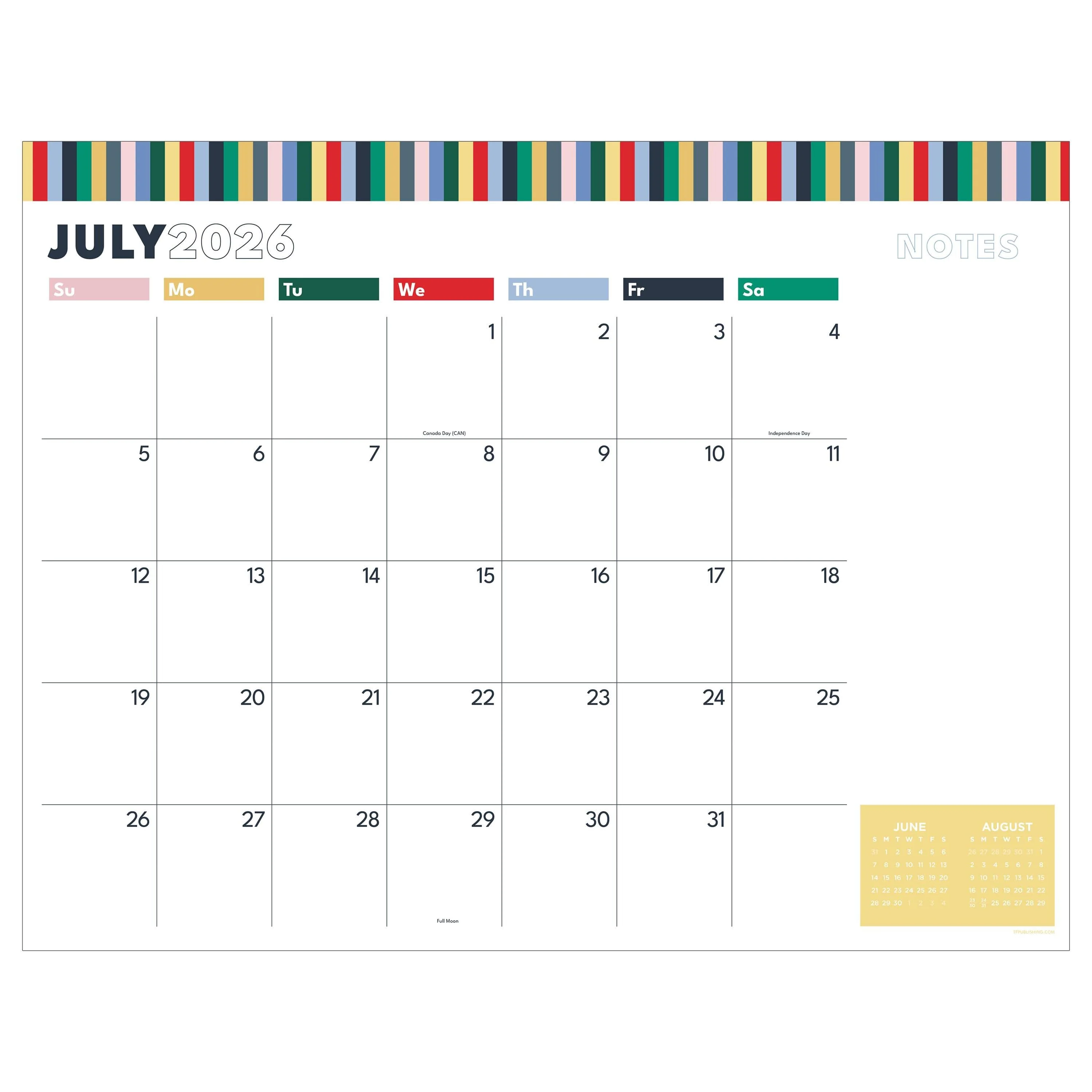 Elegant July 2026 - June 2027 Long Weekend Desk Pad Monthly Blotter Calendar Proven