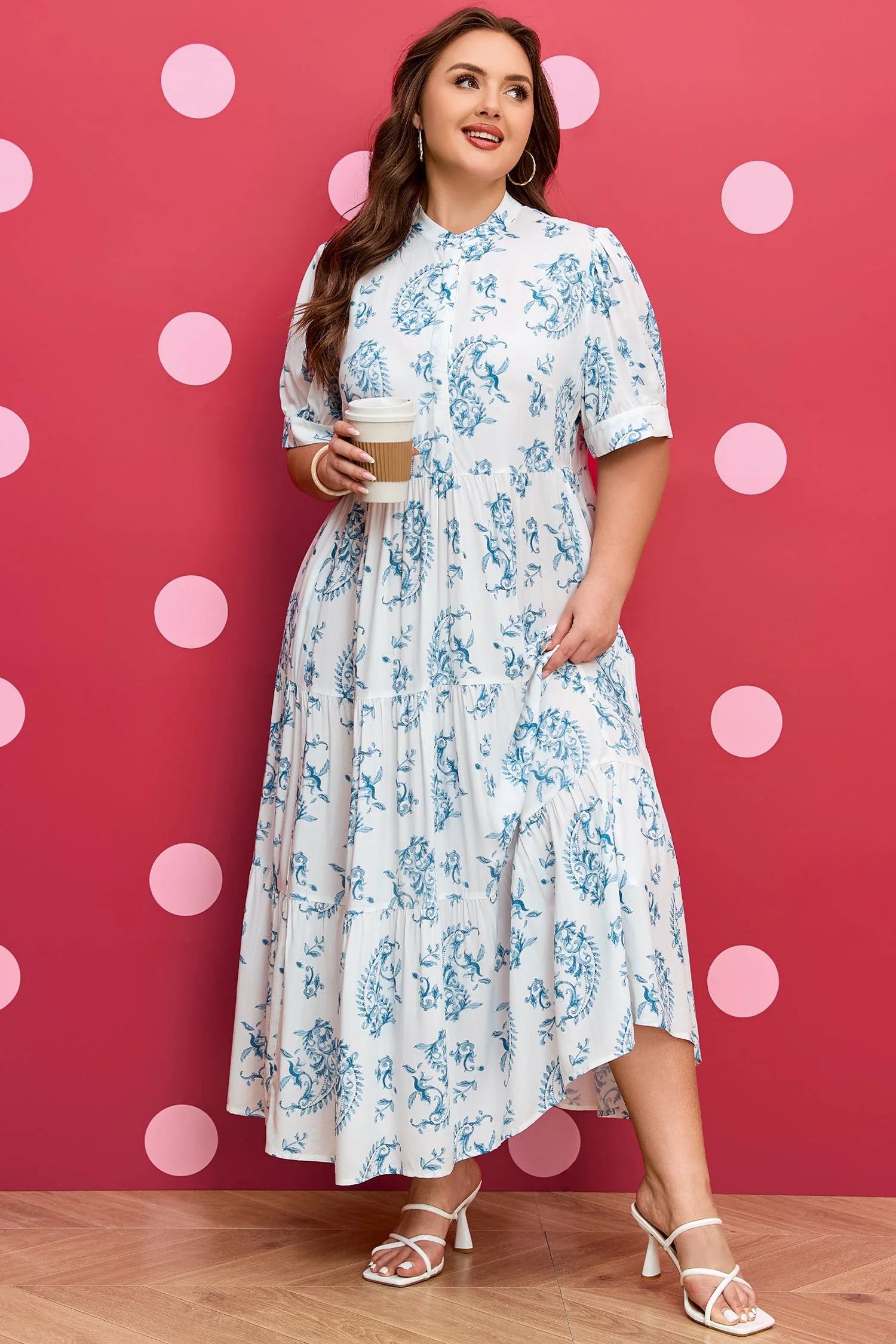 Breathable Threaded Pear Milana Short Sleeve Maxi PLUS Dress Exceptional